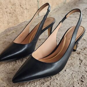 Cole Haan Black Leather Vandam Slingback Heels Size 7